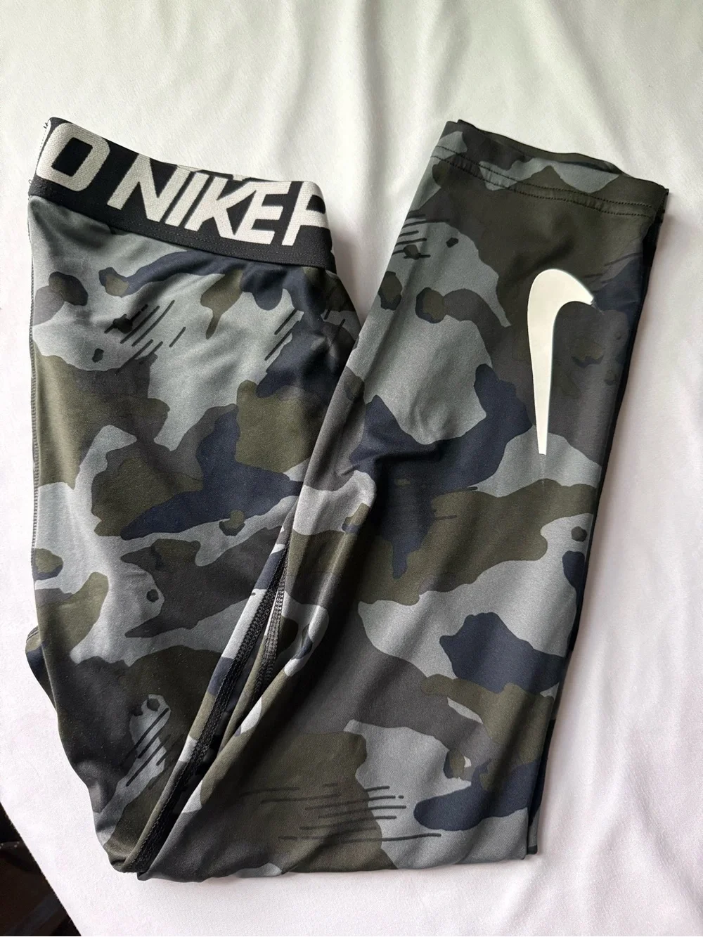 Nike Kids Camo Compression Leggings - Black, Gray, Olive